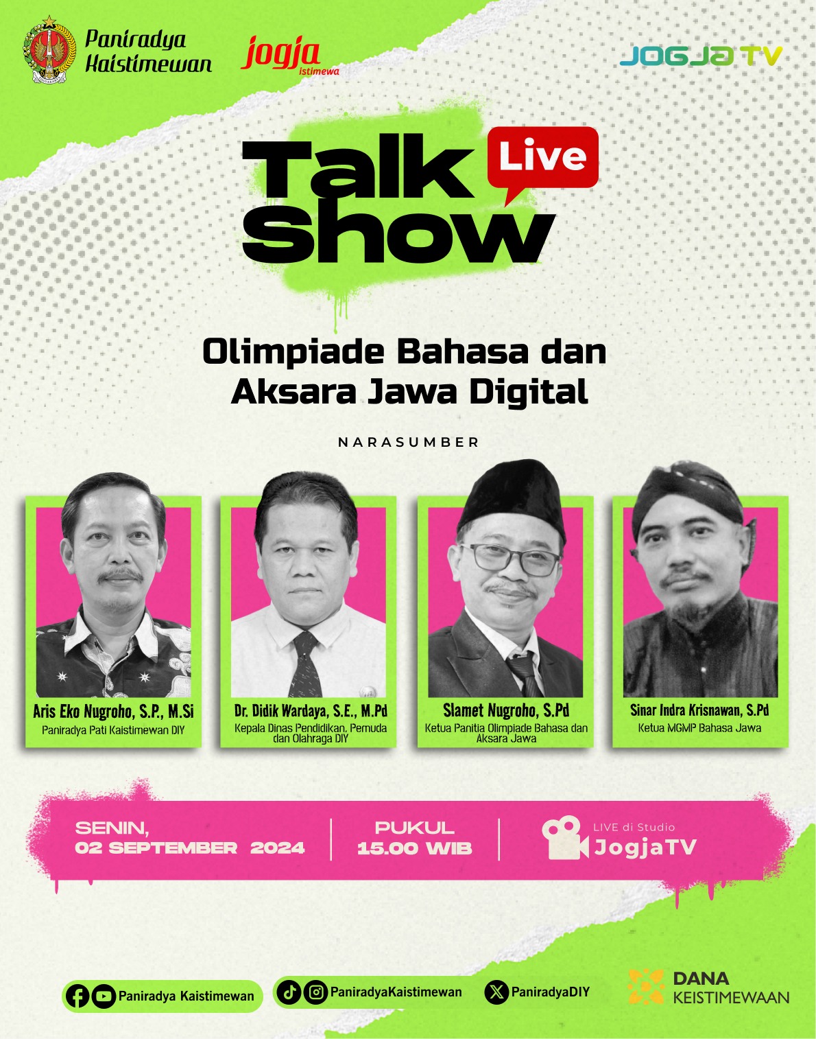 Live Talkshow - Olimpiade Bahasa dan Aksara Jawa Digital