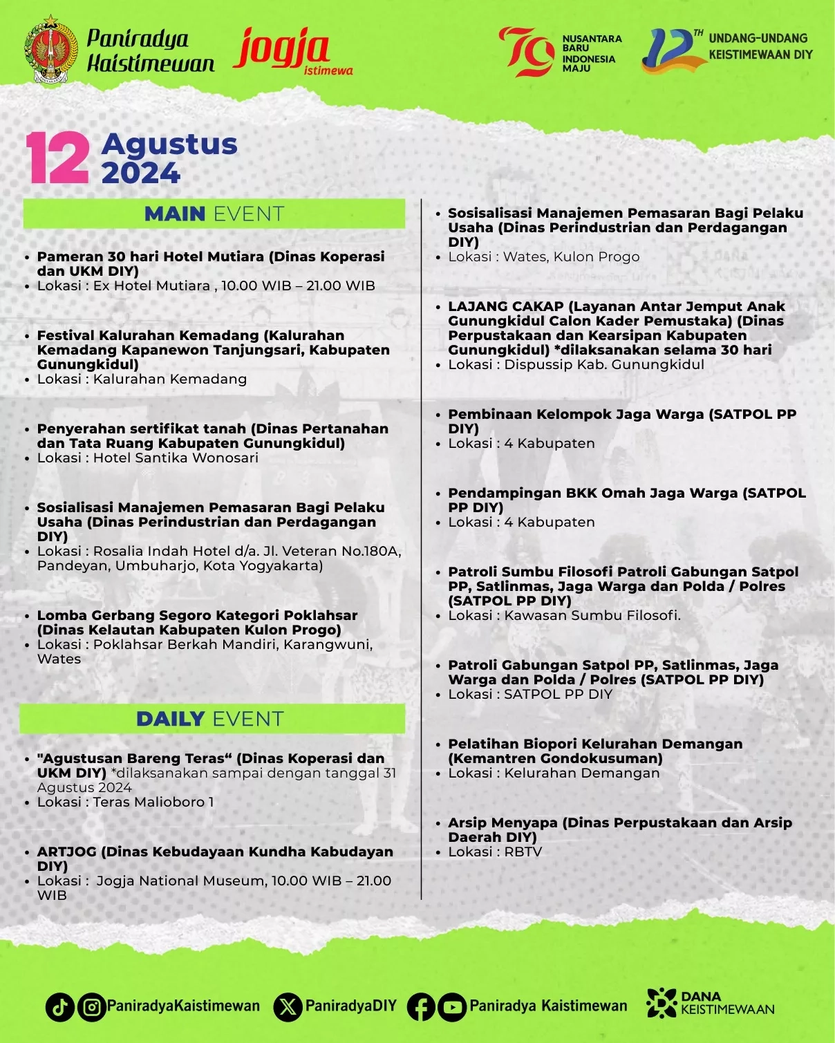 Agenda Harian 12 Tahun Undang-Undang Keistimewaan DIY #1